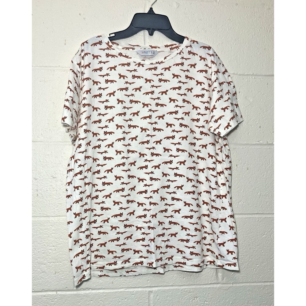 Compañía Fantástica Fox Print Short Sleeve T-Shirt Size M Cute Animal Tee